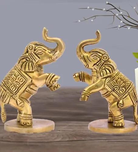 The Advitya Handcrafted Brass Elephant Statue Pair Showpiece Gift