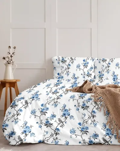 Blue Dahlia 254TC Premium Pure Cotton Sateen Weave Bedsheet Set with 1 Pillow Cover, Oeko -TEX Certified- Printed