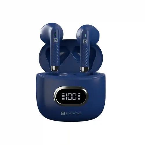 Portronics Harmonics Twins S9 True Wireless in Ear Earbuds with Upto 30H Playtime, Bluetooth v5.3, Digital Display, 13mm Drivers, Balanced Bass, IPX4 Splash Resistant(Blue)