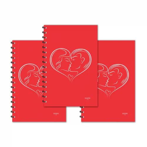 Couple In Heart Shape Kissing Designer Ruled Diaries - Pack Of 3