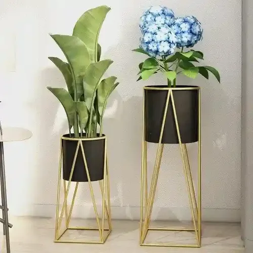 AMASS HANDICRAFTS Planters for Indoor Plants Metal Planters with Stands & Indoor Plant Pots for Indoor Plants & Mid Century Plant Stands with Pots & Plant Pots Indoor Planter Set of 2