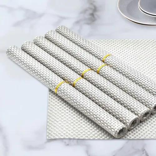 Kookee Dining Table Placemats Set of 6 for Home, Kitchen, Office, Hotels & Restaurants (Heat Resistant, Washable, Anti-skid PVC Table Mats) (905)