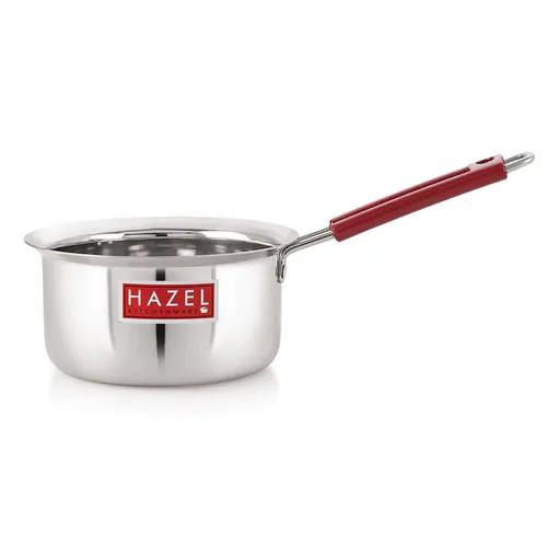 HAZEL Stainless Steel Milk Saucepan Tea Pan with Fixed Rubber Grip Handle, 760 ML, Silver