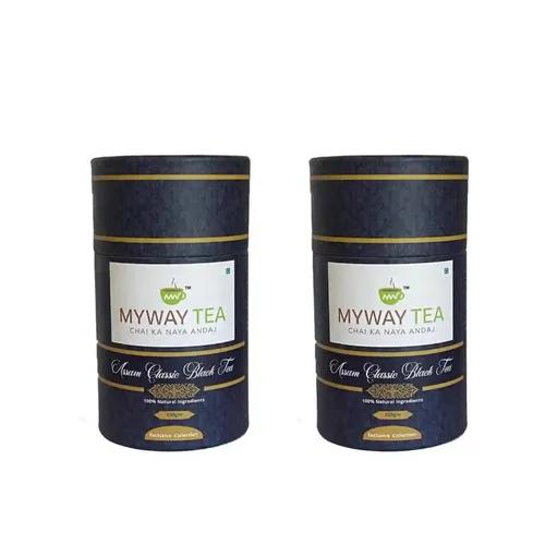 MYWAY TEA Assam Classic Black Tea Assam Chai Patti | Premium Black Tea Powder, Long Leaves | Single Origin Tea, Vacuum Packed, Fresh | Assam Tea | Black Tea Leaves | Tea Powder | Premium Chai Patti | Taste, Strong Aroma & Natural Colour | Fresh Loose Leaf (200 Gm) Pack of 2