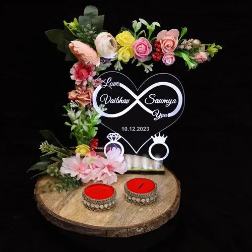 Personalized Engagement Ring Platter LED Lights With Name - Multi-Color