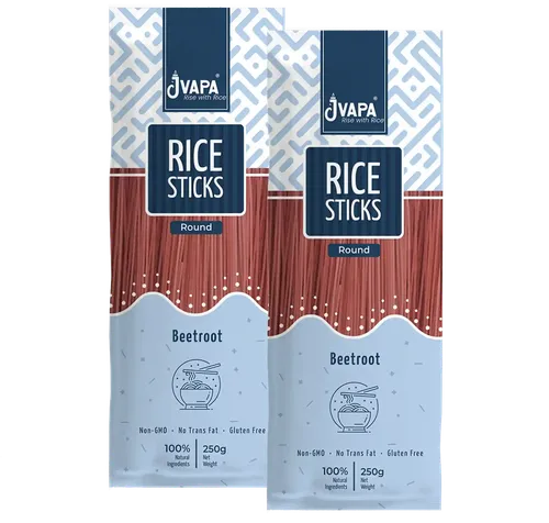 Jvapa Rice Sticks Noodles - Goodness of Beetroot | Round (2 x 250 gm)