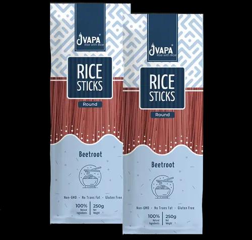 Jvapa Rice Sticks Noodles - Goodness of Beetroot | Round (2 x 250 gm)