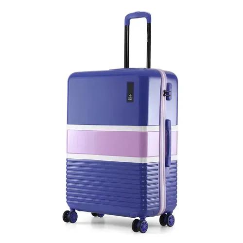 Nasher Miles Mexico Hard-Sided Polycarbonate Check-in Luggage Blue and Pink 28 inch |75cm Trolley Bag