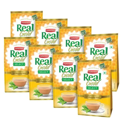 Real Gold Select Tea, 2 Kg (Pack of 8-250 X 8) | Premium Long Leaf Chai Patti | Exquisite Aroma
