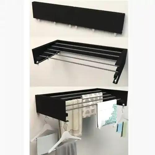 Wall Mounted Foldable Clothes Drying Rack - Black