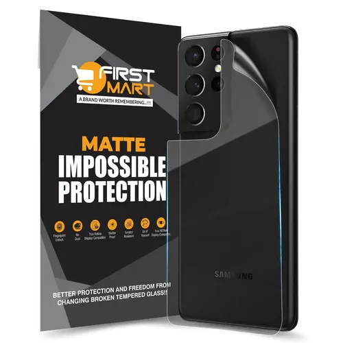 FIRST MART Screen Protector for Samsung Galaxy S21 Ultra 5G - Back Nano Fiber Unbreakable Membrane Case Friendly Full Edge to Edge Screen Coverage & Installation Kit (Matte)