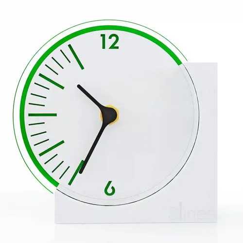 3 Lines Acrylic Squircle Table Clock with Unique Design | Size 11 X 11 cm | Stylish Timepiece for Home and Office Dcor | Analog | Size Small | Color Green