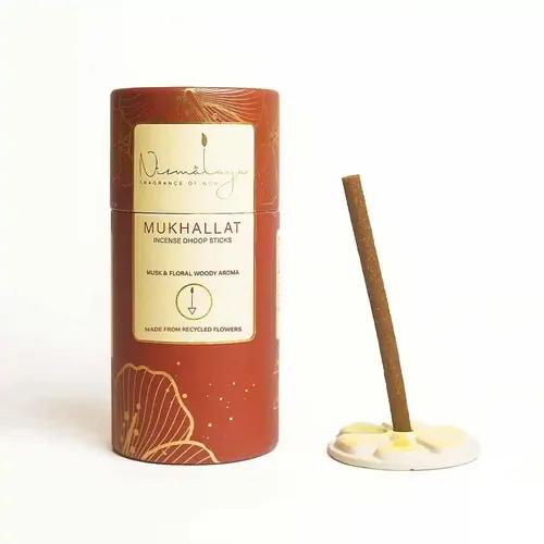 Nirmalaya 100% Natural Mukhallat Dhoop Sticks for Pooja 40 Sticks| Bamboo Less Dhoop Sticks for Home/Office | Dhup for Puja with Holder Stand | Best for Long-Lasting fragrances - Pack of 2