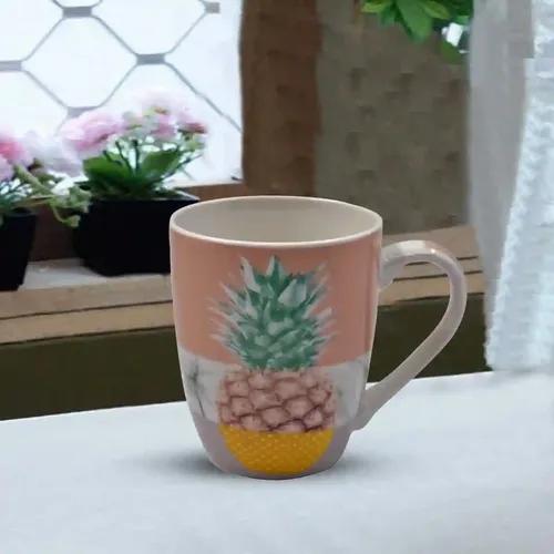 Kookee Printed Ceramic Coffee or Tea Mug with handle for Office, Home or Gifting - 325ml (3551-B)