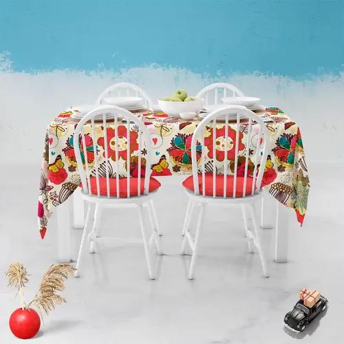 ArtzFolio Floral Pattern D1 | Table Cloth Cover for Dining & Center Table | Washable Waterproof Polyester Fabric | 8-Seater Table; 54 x 81 inch (137 x 206 cms)