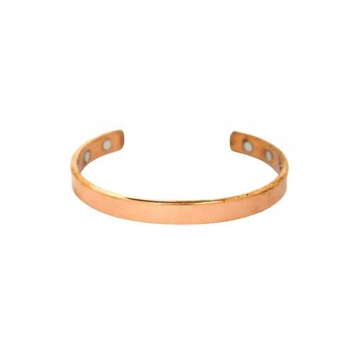 JEWELOPIA Brass Alloy Open Adjustable Copper Plain Kada with Magnet Ashtdhatu bracelet Kada for Men and Boys