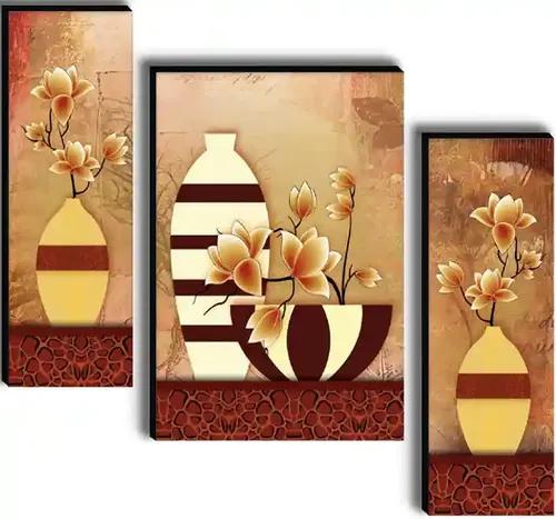 Framed Flower Vase Wall Painting for Home Decor - Pattern 193