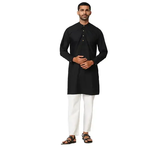 Indivisual Men's Solid Carbon Black Kurta - S