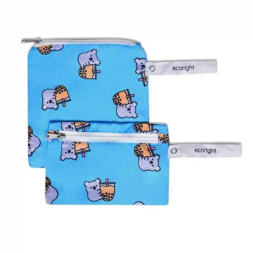 Multipurpose Pouch for Girls, Eco-Friendly Alternative to Zip Lock Bags | Made of Recycled PET Bottles - Frosty Koalas - Sky Blue