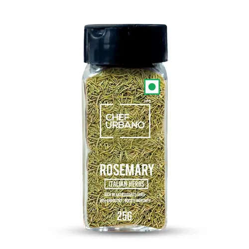 Chef Urbano Rosemary 25 g Sprinkler | 100% Natural | for Cooking Seasoning Pasta Soups Salad Chicken Herbs Bread Tea | Premium Herbs and Spices | Dried Leaves