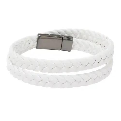 White Men's Bracelet with Metal Lock