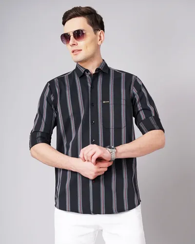 Black Jake Striped Shirt - M (38)