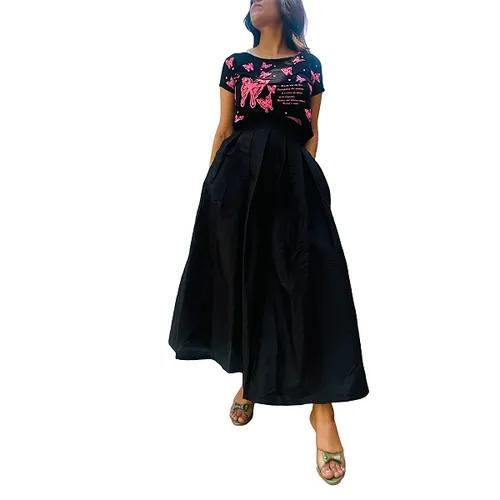 Custom Tailored Vintage A-Line Black High Waist Skirt - Xs