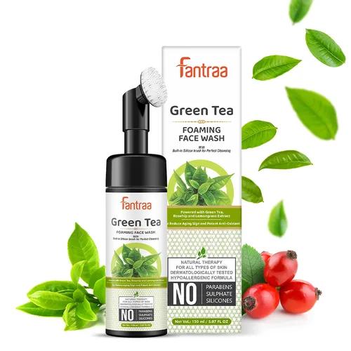 Fantraa Green Tea Foaming Face Wash With Built-In Face Brush, 150Ml