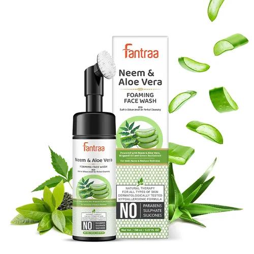 Fantraa Neem & Aloe Vera Foaming Face Wash With Built-In Face Brush, 150Ml