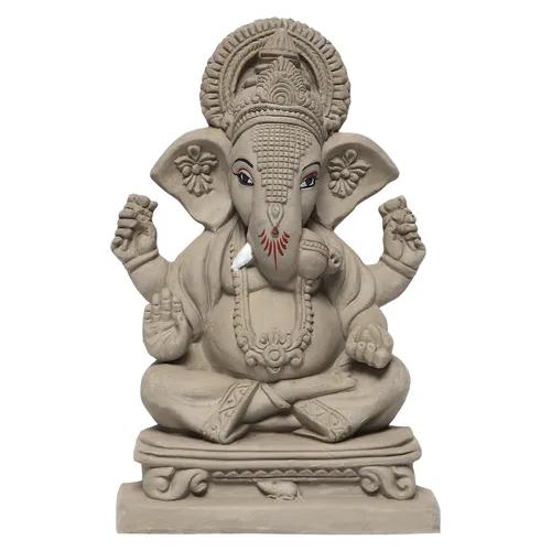 KSI Eco friendly Ganesha idol, Ganpati murti for home visarjan, Water Soluble Ganpati Idol (9 Inches, Ekdant Dagdusheth Ganesh Mukut)