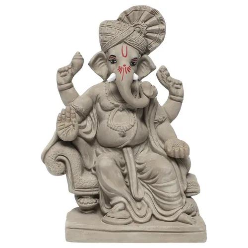 KSI Eco friendly Ganesha idol, Ganpati murti for home visarjan, Water Soluble Ganpati Idol (8.6 Inches, Lalbagh)