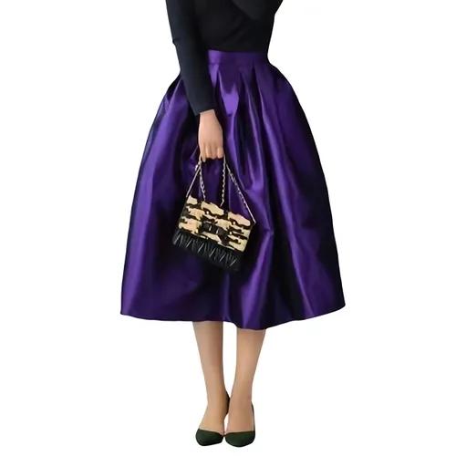 Handcrafted Women'S Purple Midi Skirt - Perfect For Parties And Special Occasions - Xs