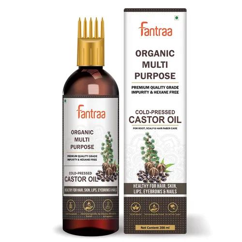 Fantraa 100% Organic Cold Pressed Castor Oil, 200Ml