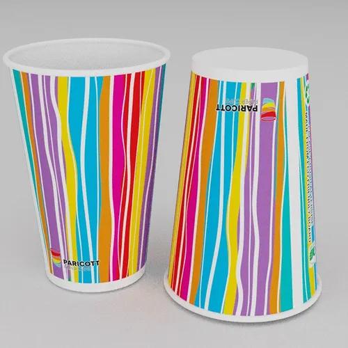 PARICOTT 300ml Multi Stripe Printed Disposable Paper Cup (Pack of 100 Cups)