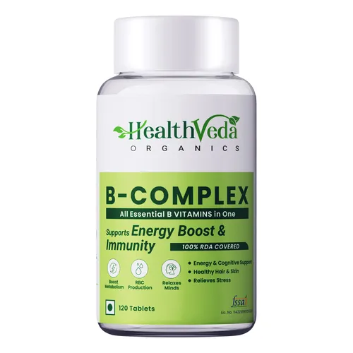 Health Veda Organics Plant Based B-Complex Tablet for better Cognitive Health & Immunity, 120 Tablets