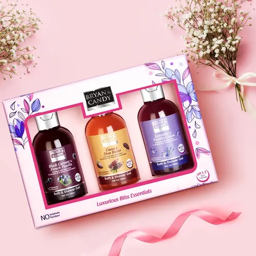 Bryan & Candy Luxurious Shower Gel Combo Kit | Gift Set for Women & Men, pH 5.5 Skin Friendly, Travel Size, Fresh Fragrances 100% Vegan, SLS & Paraben Free (Pack of 3)