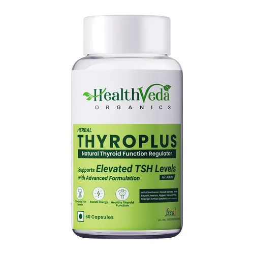 Health Veda Organics Thyroplus Supplement - Rapid Action Formula – Kanchanar - Harad - Baheda - Amla-Sounth - Supports Thyroid Health –Healthy Cellular Metabolism - 60 Capsules