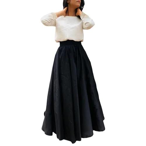 Black Taffeta Full Circle Skirt: Classic Ball Gown Style For Women - Xs