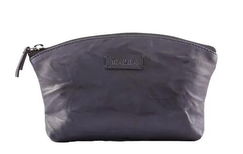 Talia Multi Utility Top Zippered Genuine Leather Pouch - Blue