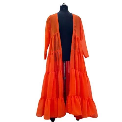 Beautiful Long Georgette Shrug Beach Dress - Xs