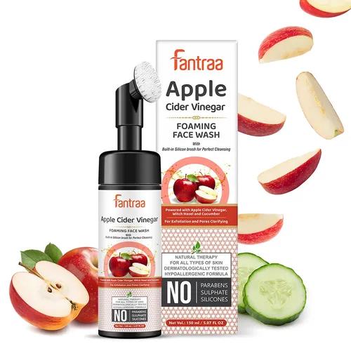 Fantraa Apple Cider Vinegar Foaming Face Wash With Built-In Face Brush, 150Ml