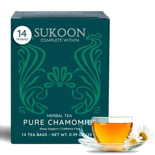 Sukoon Pure Chamomile Tea - Sleep Tea, Sourced from Uttrakhand, India, Organic, in 14 Pyramid Tea bags | Chamomile tea loose leaves in biodegradable tea bag | Night Time Relaxing Tea
