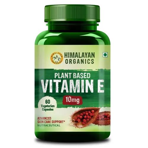 Himalayan Organics Plant Based Vitamin E Capsules (Non-GMO Sunflower Oil, Aloe Vera Oil, Argan Oil) - 60 Capsules