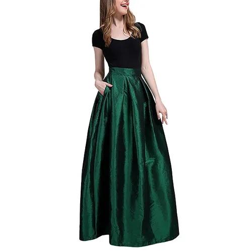 Silk Taffeta Pleated Maxi Skirt: Elegance In Every Fold - Xs