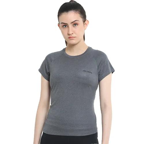 Women's Breathable Lightweight Round Neck T-Shirt - Grey (Small)
