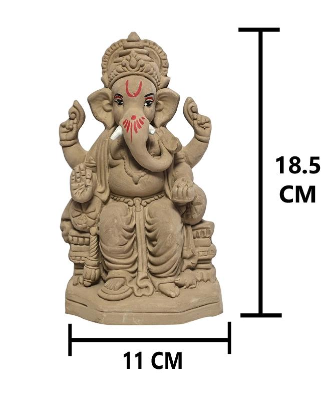 KSI Eco friendly Ganesha idol, Ganpati murti for home visarjan, Water Soluble Ganpati Idol (7 Inches, Lalbagh ka raja)