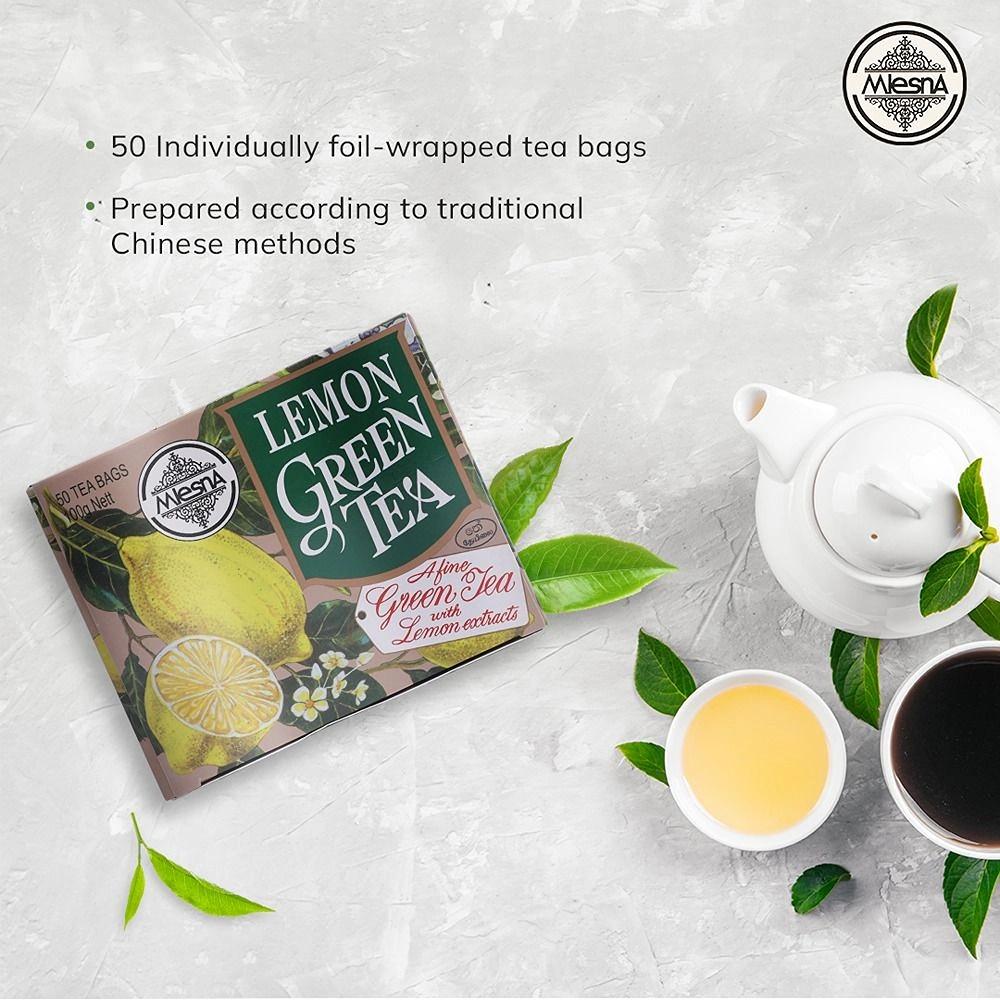 Mlesna Lemon Green Tea Flavoured Green Tea Bag 200g (100g x 2) (Pack of 2) (100g each)