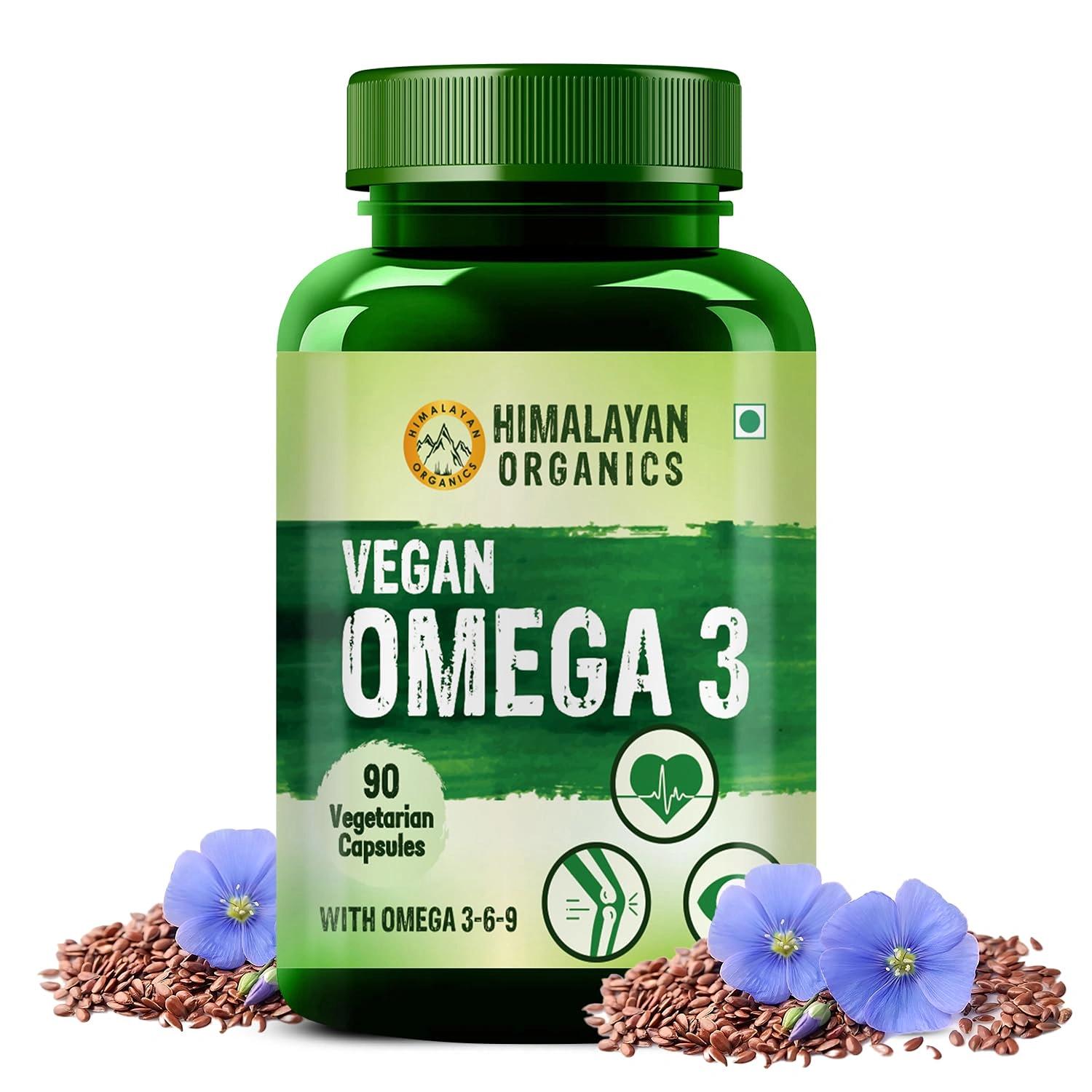 Himalayan Organics Omega 3 6 9 Vegan Natural Nutrition Supplement for Muscle, Bone , Heart & Skin - 90 Capsules