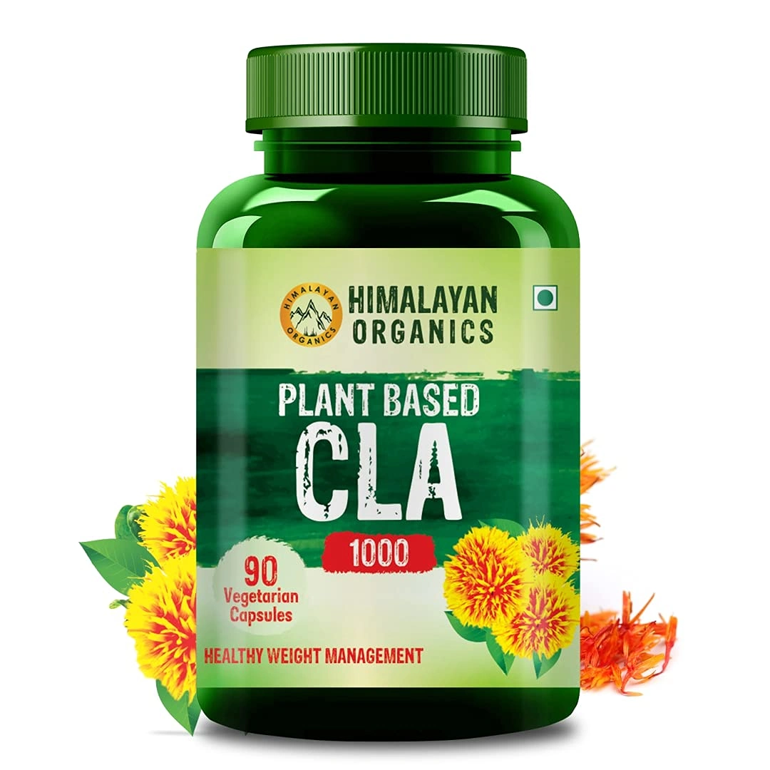 Vlado's Himalayan Organics Plant Based CLA 1000 Safflower Oil Extract Fat Burner Supplement | Immunity Booster, Weight Management, Lean Muscle Mass | Good For Men And Women -90 Veg Capsules