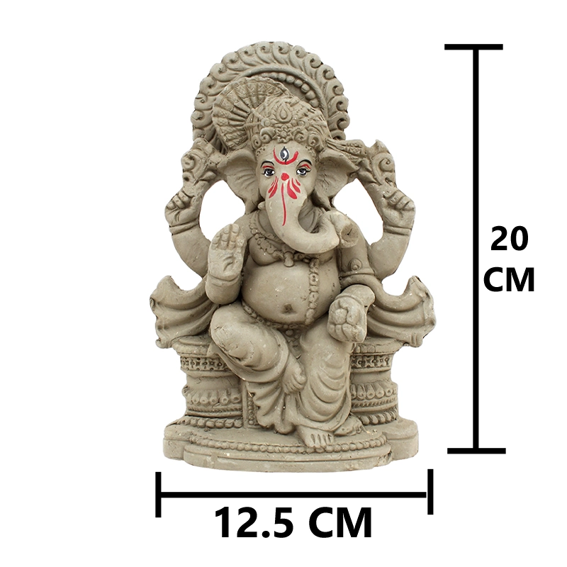 KSI Eco friendly Ganesha idol, Ganpati murti for home visarjan, Water Soluble Ganpati Idol (7.5 Inches,  Pagdi Ganesh Without Paint)